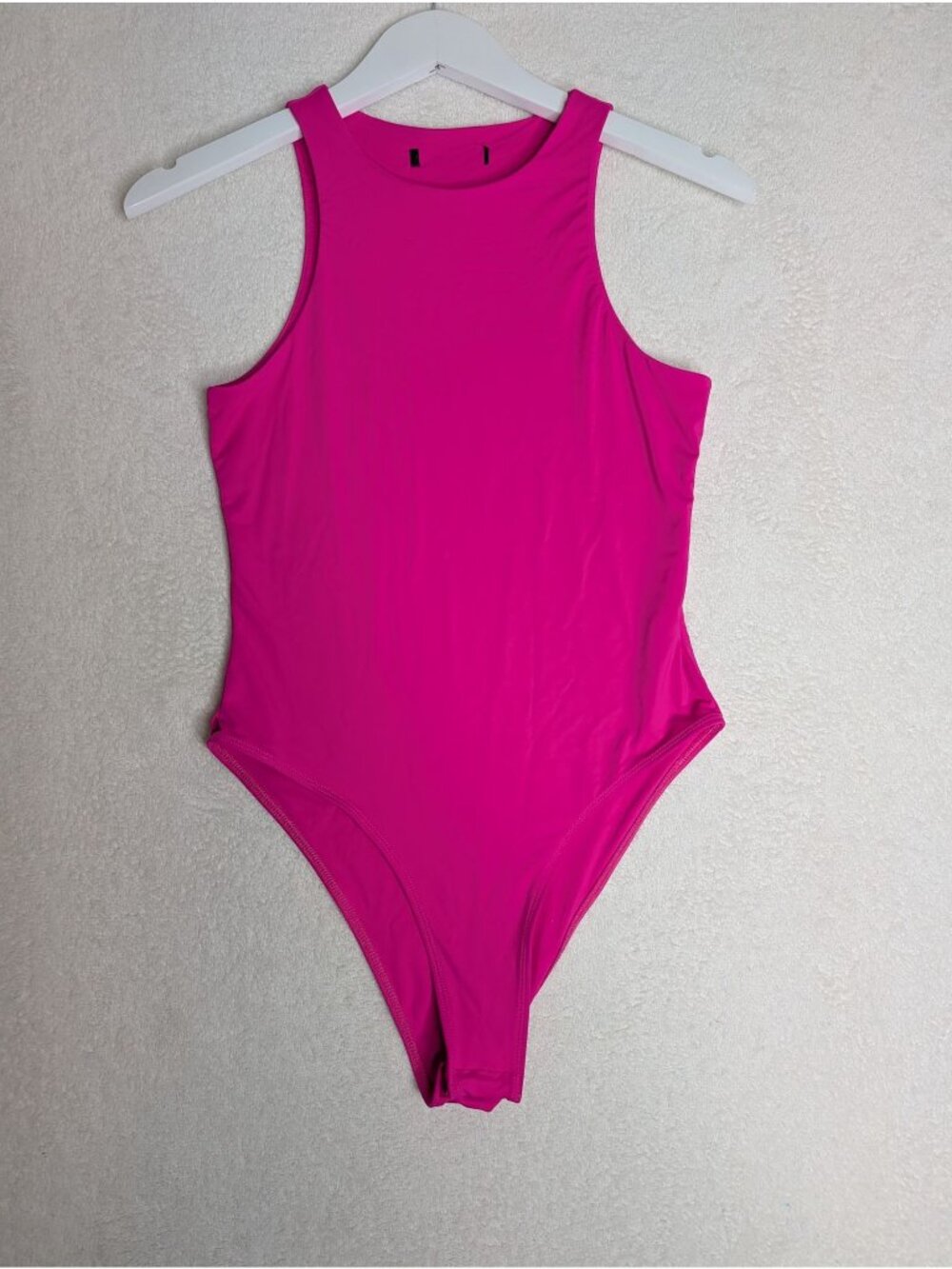 Misguided Pink High Neck Tank Bodysuit Snap Closure Stretch Size S - Picture 8 of 9